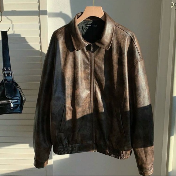Distressed Faux Leather Jacket - Picture 1 of 4